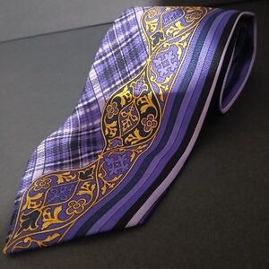 Versace Purple and Gold Patterned Tie